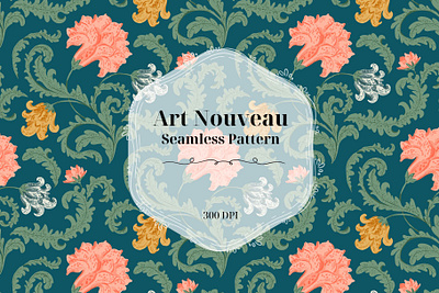 Art Nouveau floral pattern art nouveau branding design floral pattern graphic design illustration pattern