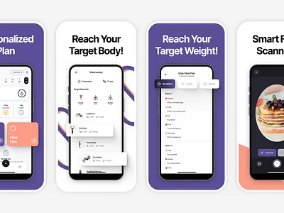 Fitness Lifestyle App - App Store Screenshots Design app app store fitness graphic design lisfestyle mobile screenshot ui design ux design