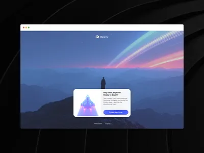 Warp Inc B button card depth design exploration futuristic galaxy background landing landing page space ui ui design ui inspiration universe ux design website