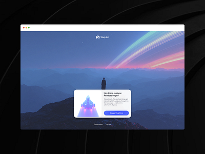 Warp Inc B button card depth design exploration futuristic galaxy background landing landing page space ui ui design ui inspiration universe ux design website