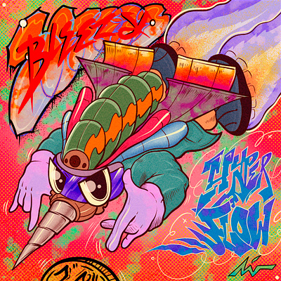 "HyperFlow" art branding cartoon color pencil comic cover design draw dream fun graffiti illustration manga music psychedelic robot streetart water ink