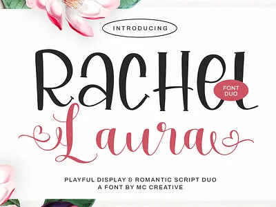 Rachel Laura – Playful Display & Romantic Script Font Duo cute font display film font font font wedding love font monoline script wedding script