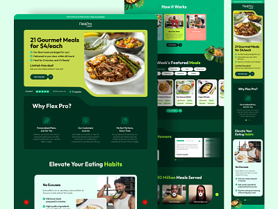 FlexPro - Landing Page Design flexpro website food website landing page landing page design landing page ui meal website product design ui ui design uiux user interface user interface design ux design uxui web design website website design website ui website ui design