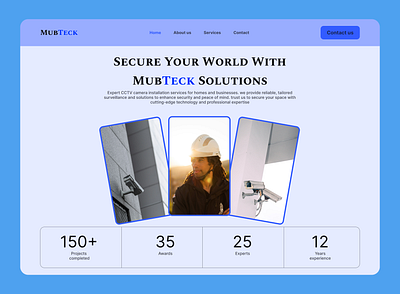 CCTV camera installation website HERO section cctv design ui uiux ux