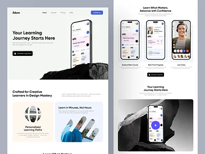 Learning App Landing Page adom app landing page home page design learning app landing page ui ux web web design web landing page website website design