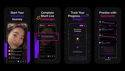 Live Broadcast App - App Store Screenshots Design ai app app store broadcast design figma graphic design influencer live mobile product design ui ui design ux design