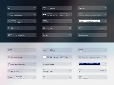 Design System — Form Fields design system fields form product design ui ux uxui design variants