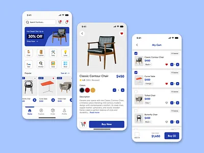 Furniture App UI – Sleek Mobile Interface app cart clean e commerce furniture home page ikea minimalist mobile apps ui ux