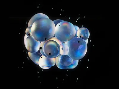 High tech brain 3d animation brain bubbles c4d cinema concept dispersion frosted glass intelligence iridescence particles redshift render simulation soft body transparent water x particles