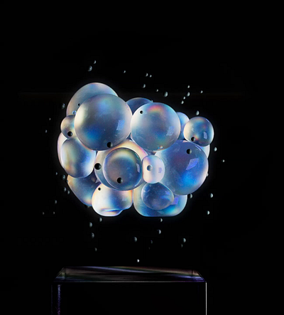 High tech brain 3d animation brain bubbles c4d cinema concept dispersion frosted glass intelligence iridescence particles redshift render simulation soft body transparent water x particles
