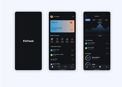 Fintrack- A Finance Tracking App UI app finance app fintech graphic design ui ux