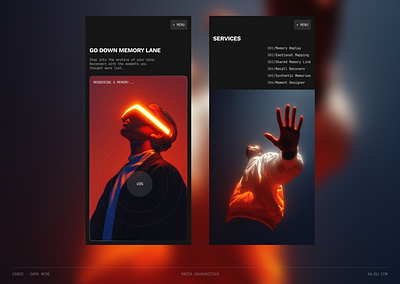 Mobile screens in retro-futurist aesthetics (dark mode) clean aesthetics dark mode dark mode interface design dark mode ui editorial layout interface design mobile design mobile screens sci fi ui ui design