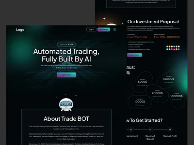 AI Daily Trading Website ai ai generate animation automated trading daily trade dark full view landing page modern money simple trade bot trading website webflow wordpress
