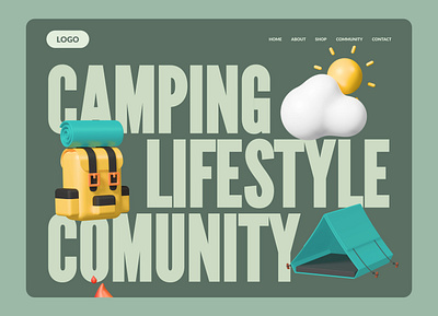 Camping Community Web Design ai website branding design illustration logo typography ui ux web web design