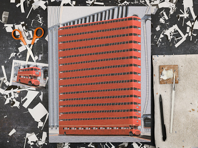 The 609 to Barnet, studio bus bus illustration buses collage dribbble london scissors studio