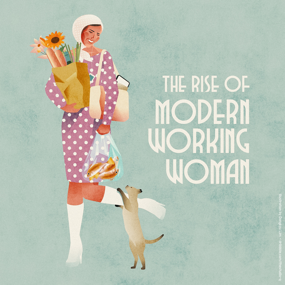 Reinterpretation of unused sketch 50s illustration retro vintage woman