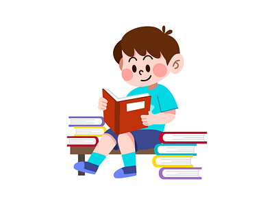 Boy Reading Book Illustration woman