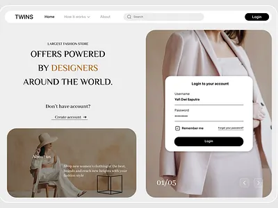 Fashion E-Commerce Login Page Saas Website App aesthetic business clean dashboard ecommerce fashion landing page loginpage luxury marketing media media platform modern signup simple ui uiux ux webdesign website