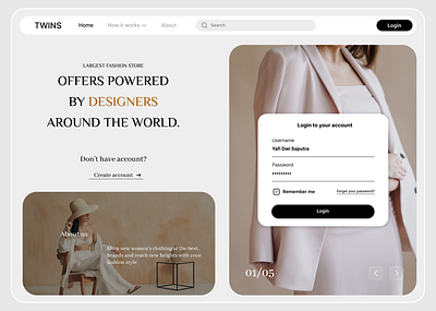 Fashion E-Commerce Login Page Saas Website App aesthetic business clean dashboard ecommerce fashion landing page loginpage luxury marketing media media platform modern signup simple ui uiux ux webdesign website