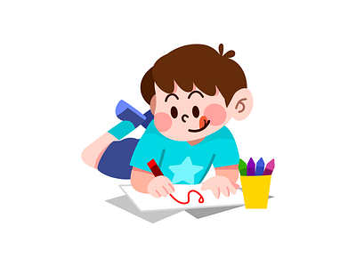 Boy Drawing Illustration back