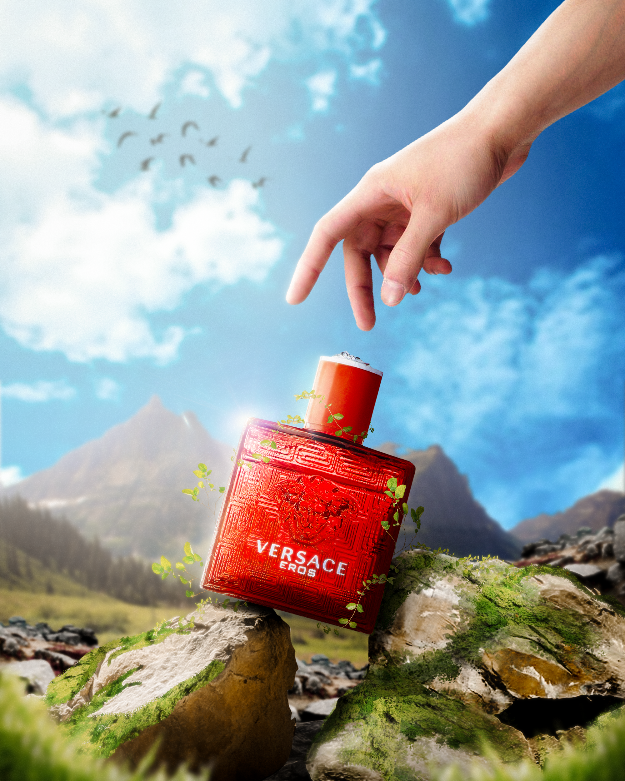 Eros Awakens: A Mythic Take on Modern Fragrance creative advertising digital art fragrance design luxury branding photo manipulation photoshop project product retouching surreal composition