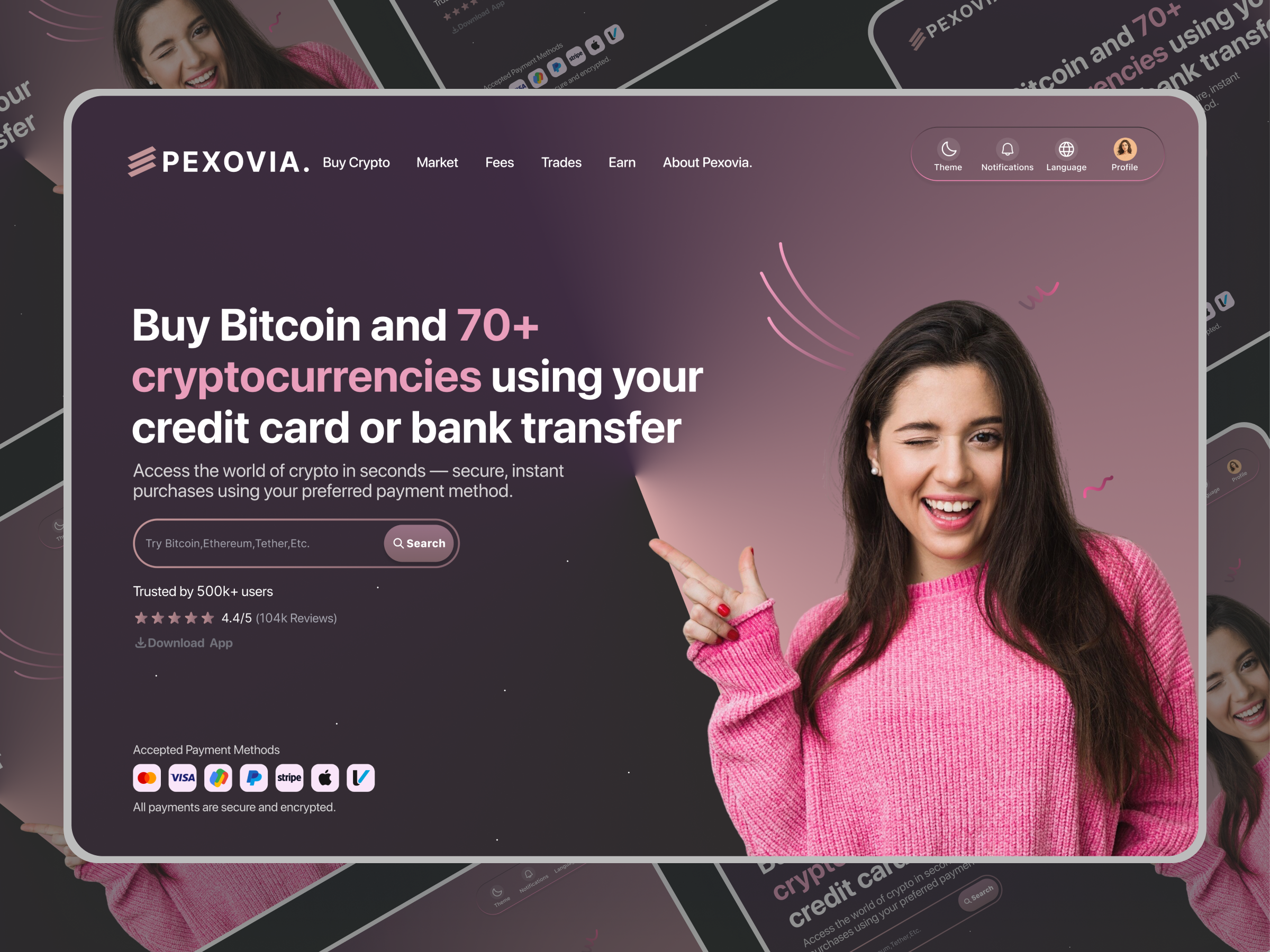 Crypto Landing Page Design – Pexovia | Buy & Trade cleanui cryptodesign cryptoexchange designshowcase digitalproductdesign figmadesign financedesign fintechdesign graphic design interactiondesign landingpagedesign minimaldesign pexovia responsivedesign ui uidesign uxstrategy web3design
