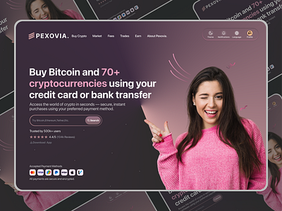 Crypto Landing Page Design – Pexovia | Buy & Trade cleanui cryptodesign cryptoexchange designshowcase digitalproductdesign figmadesign financedesign fintechdesign graphic design interactiondesign landingpagedesign minimaldesign pexovia responsivedesign ui uidesign uxstrategy web3design