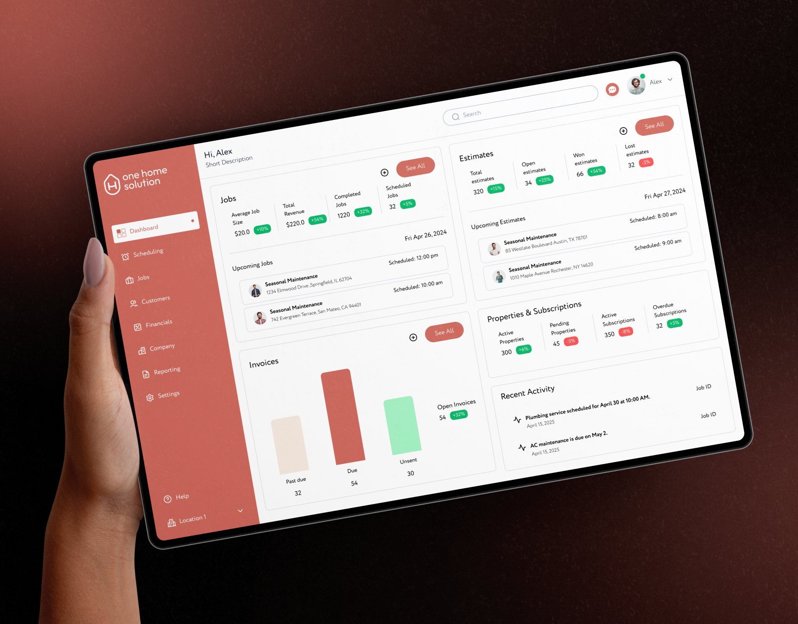 Backoffice Web App | Home Maintenance App | One Home app back office app back office web app backoffice backoffice design backoffice ui dashboard dashboard design home app home maintenance home maintenance back office home maintenance company home maintenance web app home maintenance website home maitenance web app home solutions one home solution saas design uiux web app