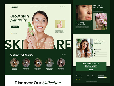 Lunara - Beauty & Wellness Brands website UI animation app beauty shop branding clean ecommerce face landing page product design self care shopify skincare skincare shop spa website techwitpro ui uiux design ux web design website design