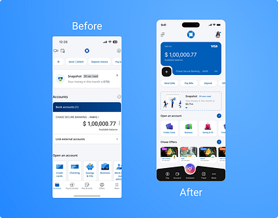 Chase Bank Dashboard app mobile ui