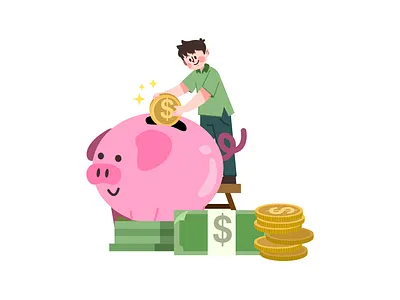 Saving Money in Piggy Bank Illustration statistic