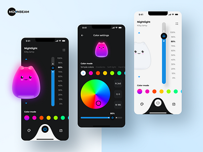 Moonbeam - Smart Light App UX/UI Design app app design case study illustration mobile ui smartlightapp tech ui ui dedsign uiux uiux design ux ux design ux psychology