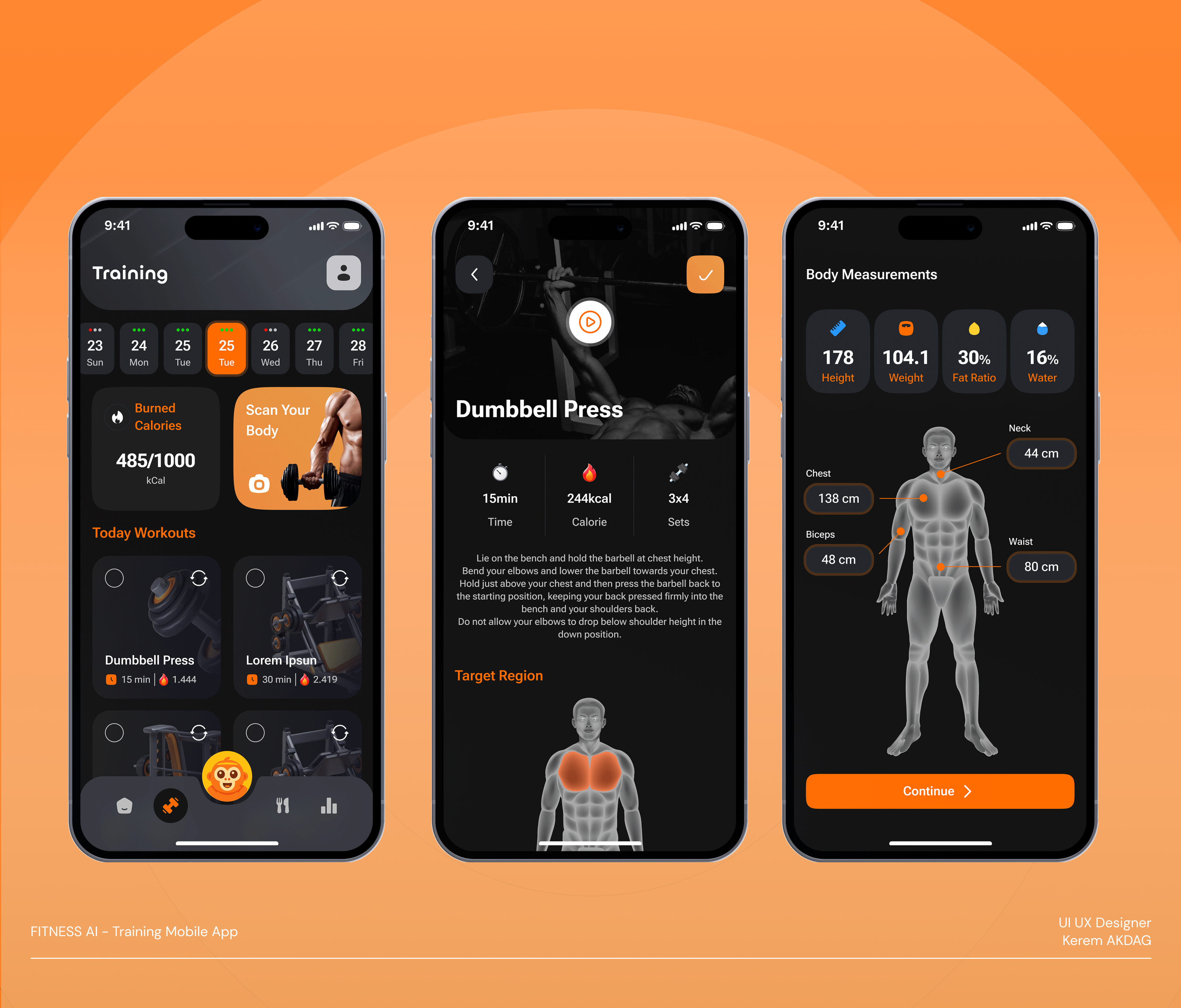 FITNESS AI - Training Mobile App ai app design experience fitness icon icons interface logo mobile scan training ui user ux workout