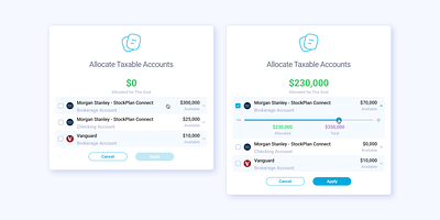 Modal Window with Slider - Component accordion account card checkbox component financial fund modal window money row slider