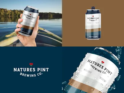 Craft Beer Branding & Can Design for Natures Pint Brewing Co. beer brand design brand identity brand identity design branding brewery craft beer design heart hops illustration logo logo design logo designer logomark mockup nature packaging retail wordmark