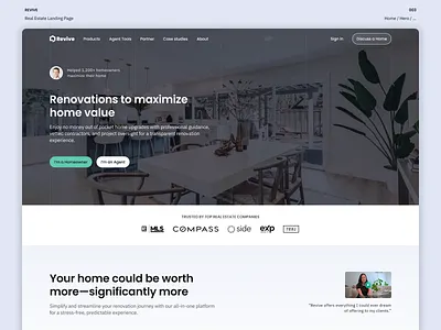 Revive Landing Experience Redesign clean framer modern real estate web design webflow website redesign