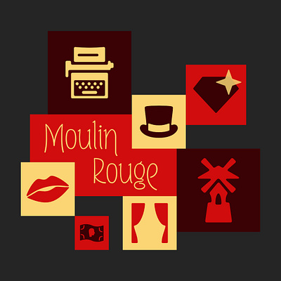 Moulin Rouge film graphic design icons illustration moulin rouge movie symbols