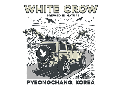 T-Shirt Design for White Crow Brewed 4x4offroad badgedesign branding clothing design graphic design illustration illustrator jeep logo logodesign merchendise retrodesign rubicon tshirtdesign typography vector vintage vintagedesign vintagelogo