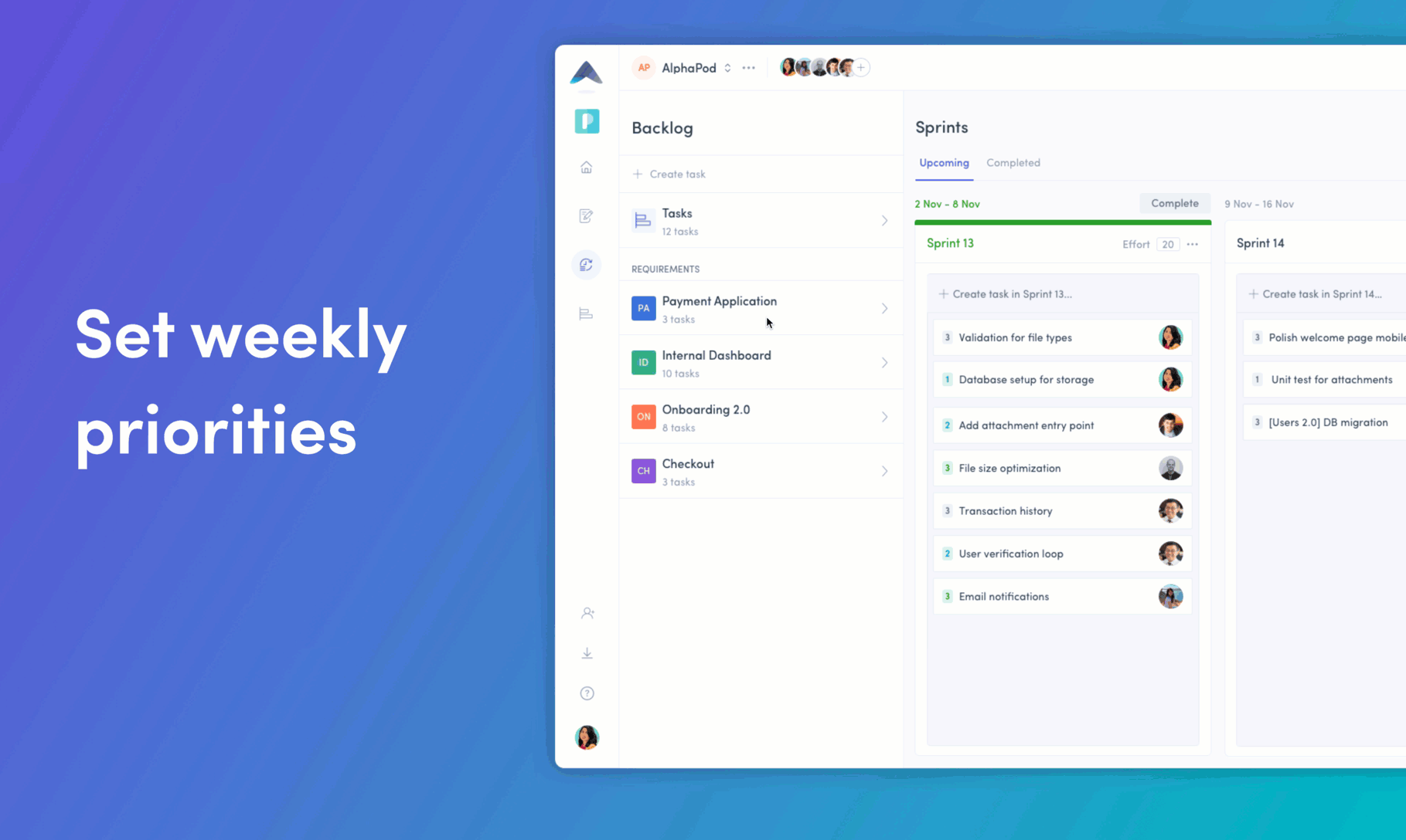 Sprint Planning animation clean jira kanban productivity ui ux