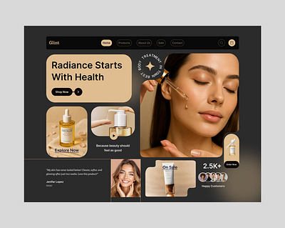 Glint- Beauty Serum Website beauty beauty products beauty serum ui beauty shop beauty store beauty treatment cosmetics cosmetics website cream ecommerce website face care products serum skincare skincare accessories skincare shop skincare website