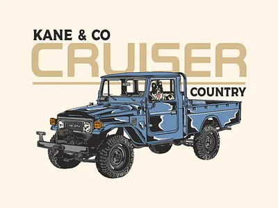 Kane & Co Cruiser 4x4offroad apparel branding campervan clothingline design doglovers fj45 graphic design illustration illustrator land cruiser landrover logo retrodesign tshirtdesign typography vector vintagedesign