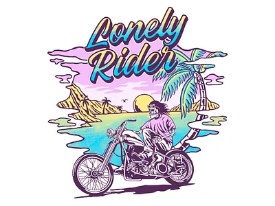 Lonely Rider badgedesign branding caferacer clothingline design graphic design handrawn harleydavidson illustration illustrator logo motorcycleapparel tshirtapparel tshirtdesign typography vector