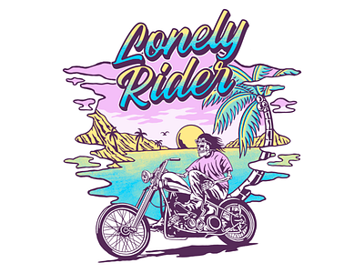 Lonely Rider badgedesign branding caferacer clothingline design graphic design handrawn harleydavidson illustration illustrator logo motorcycleapparel tshirtapparel tshirtdesign typography vector