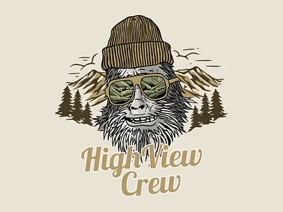 T-shirt Design High View Crew apparel badgedesign branding clothing clothungline design graphic design illustration illustrator logo outdoor outdoorapparel retro retrovintage tshirtdesign typography vector vintage vintagedesign vintagelogo