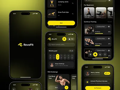 Workout & Fitness Mobile App app design app ui clean ui fitness fitness app fitness app design health app healthcare home workout mobile mobile app mobile app design mobile ui onboarding screen online class popular splash screen tracker tracking app workout app