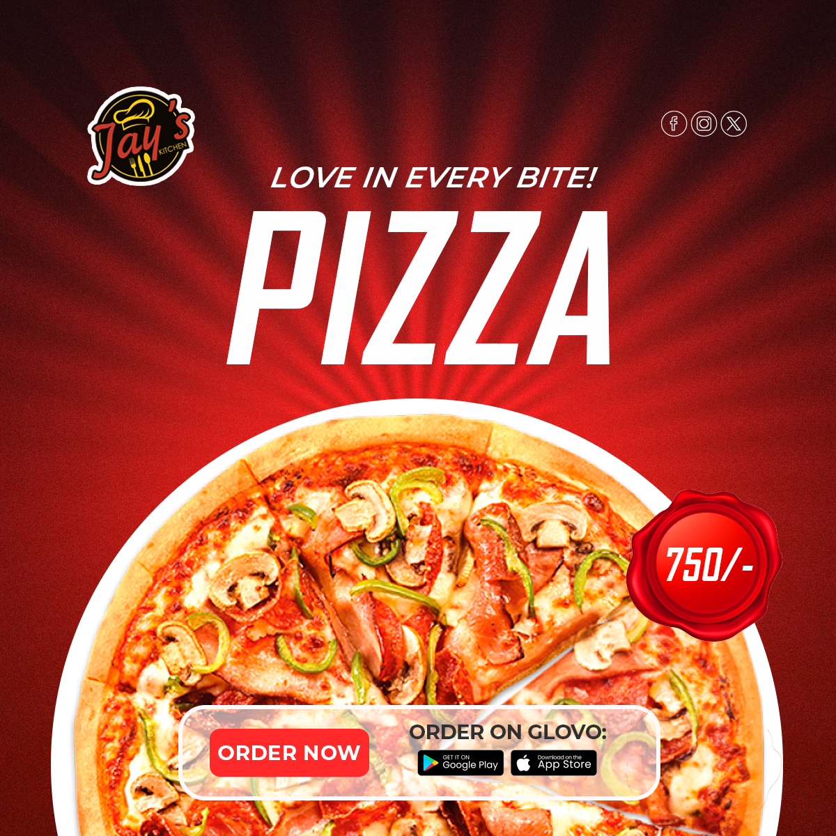 Jay's Kitchen Pizza Poster foodposter graphic design pizzalovers