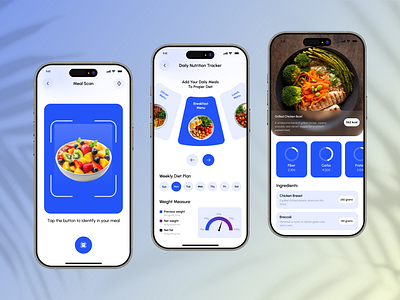 Tracking calories. Mobile app - Lean AI ai fitness app artificial intelligence bold branding clean diet fitness app fitness ui food app food recognition food scan image recognition meal app nutrition orange scan ui ui ui kit ux