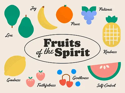 Fruits of the Spirit berries bible branding church church design color design fruit fruit design fruit of the spirit graphic design illustration illustrator logo marketing strawberries summer watermelon
