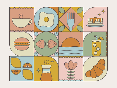 Hobson Cafe Icon Pattern branding breakfast icons breakfast illustration cafe brand cafe branding coffee brand coffee icons coffee shop color design graphic design icon icons illustration illustrator logo marketing menu pattern restaurant brand