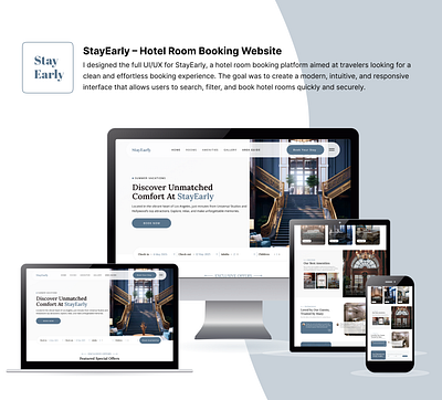 StayEarly -Hotel Room Booking dribble figma hotelbooking tranding ui website